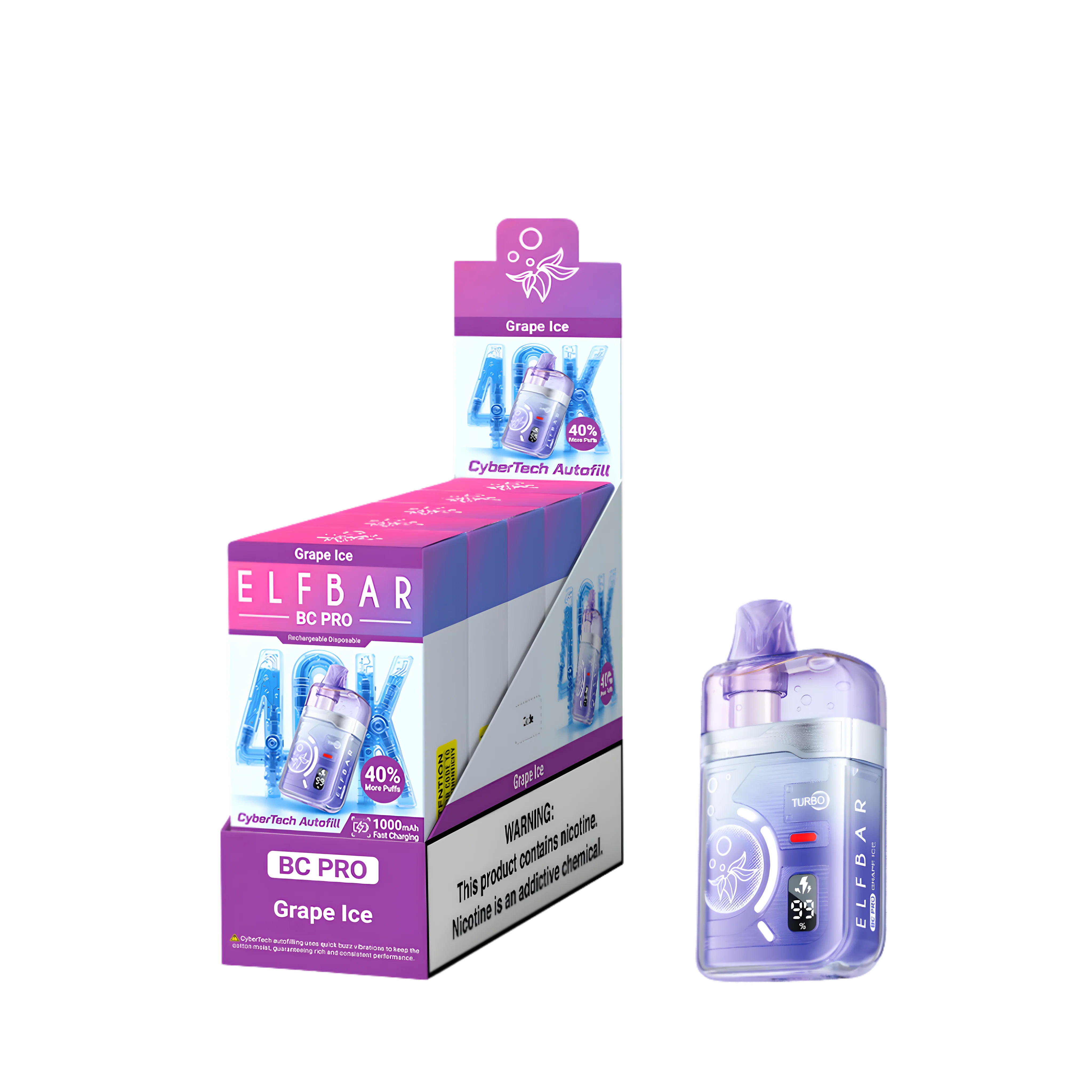 Elf Bar BC40000 Pro Grape Ice 5% – külső doboz