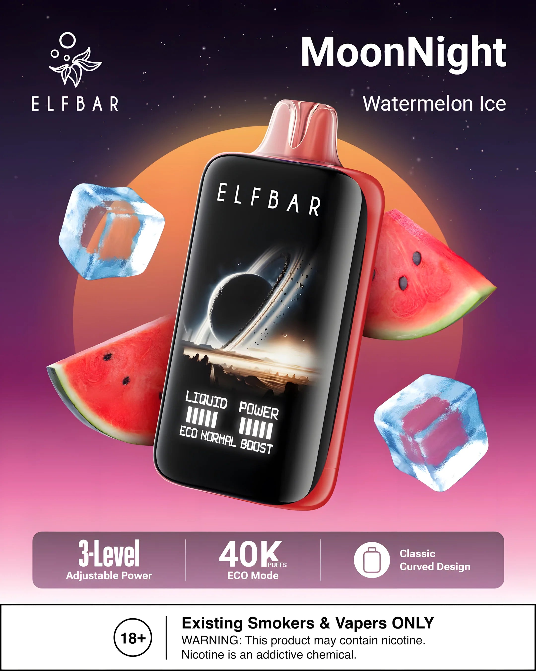 ELF BAR MOON NIGHT 40000 Watermelon Ice 5% – termékkép