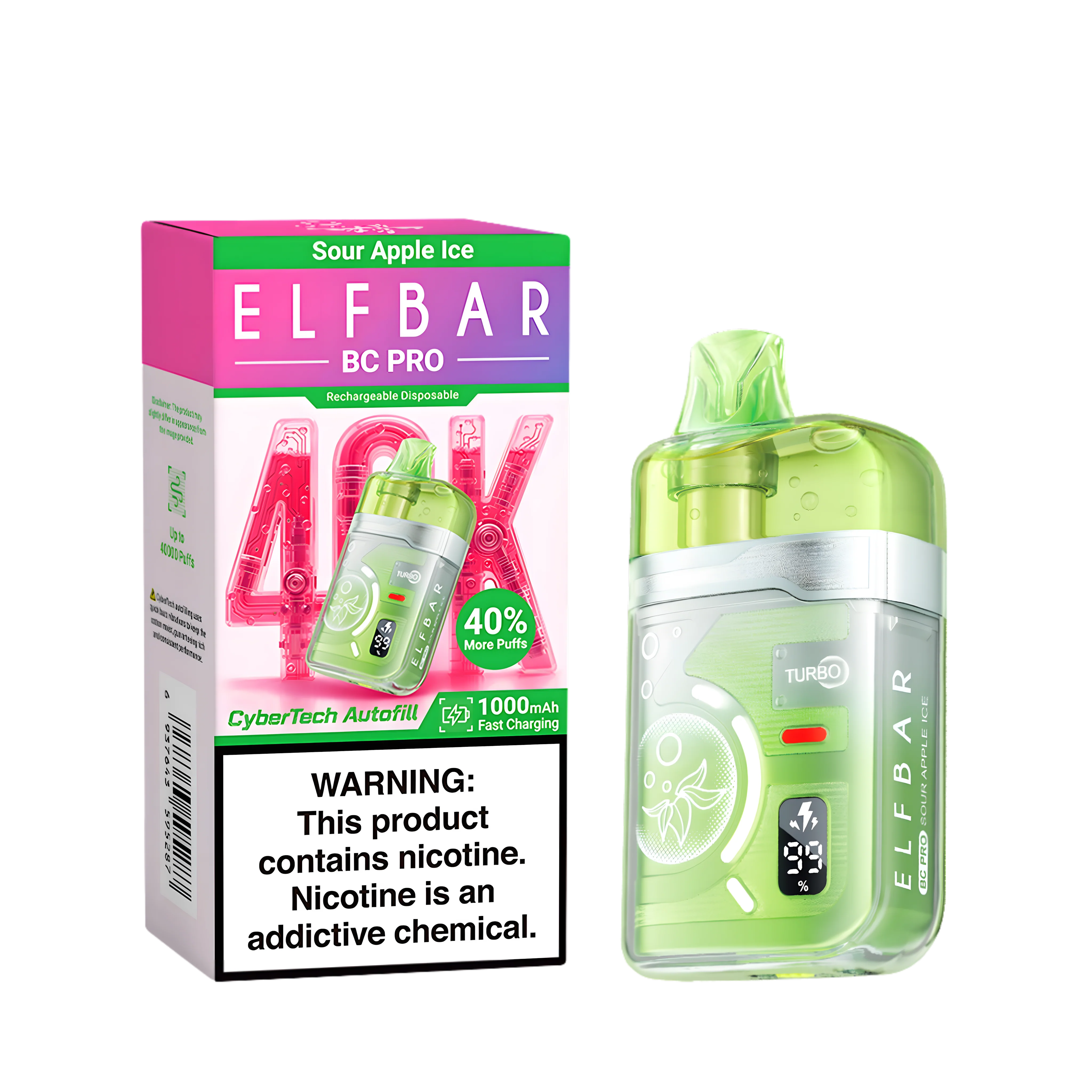 Elf Bar BC40000 Pro Sour Apple Ice 5% – termékkép