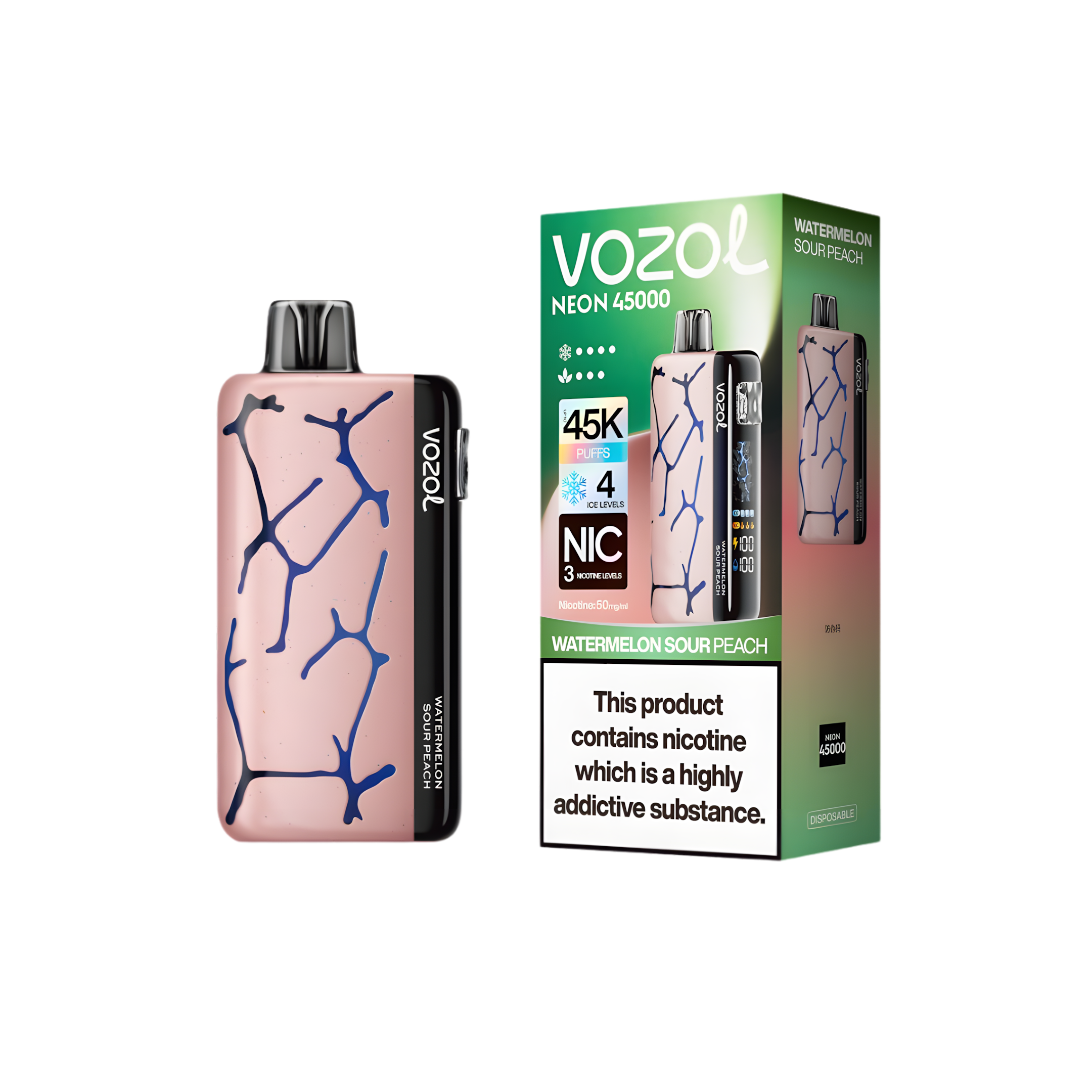 vozol-neon-45000-watermelon-sour-peach - termék kép