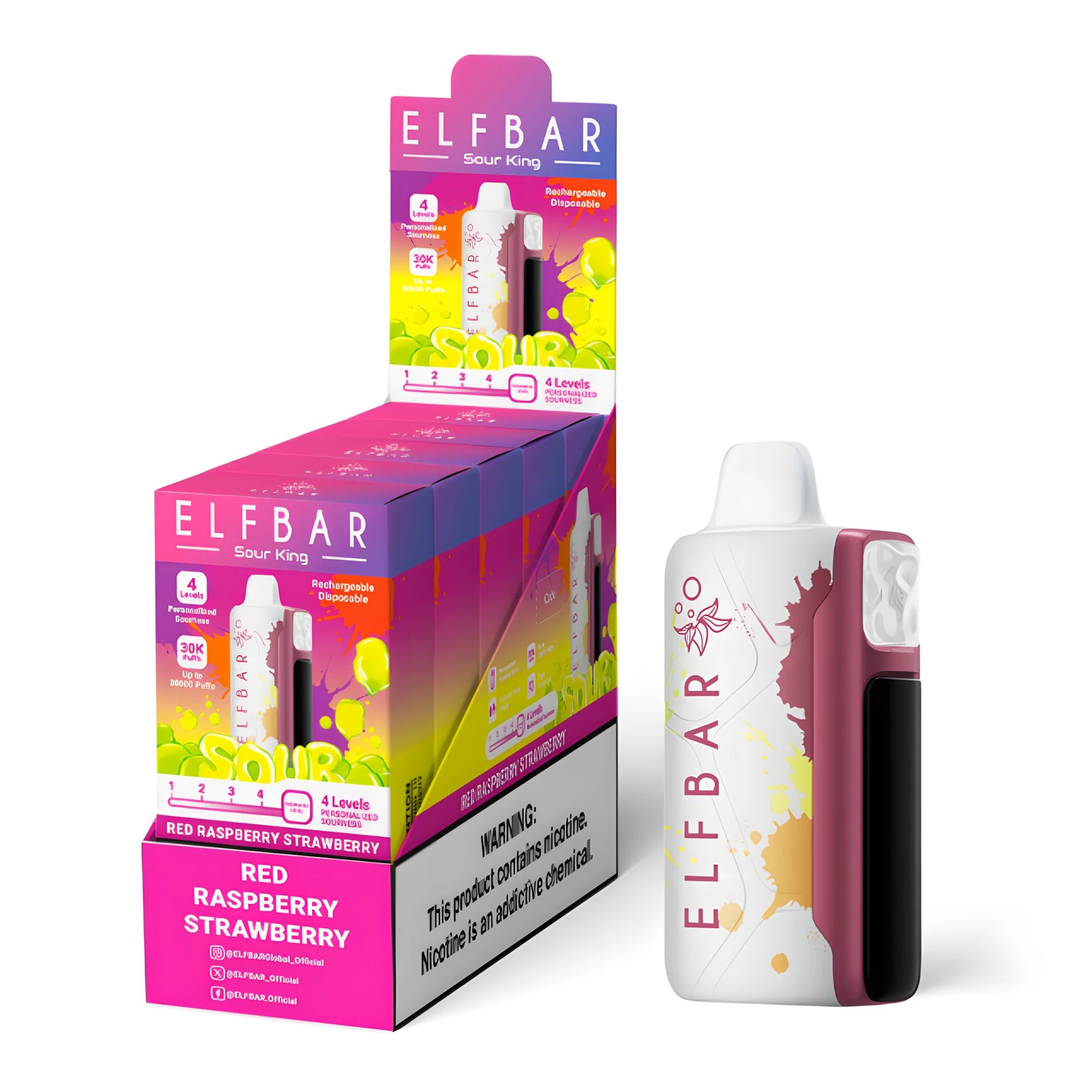 ELF BAR Sour King 40000 Red Raspberry Strawberry 5% – külső doboz