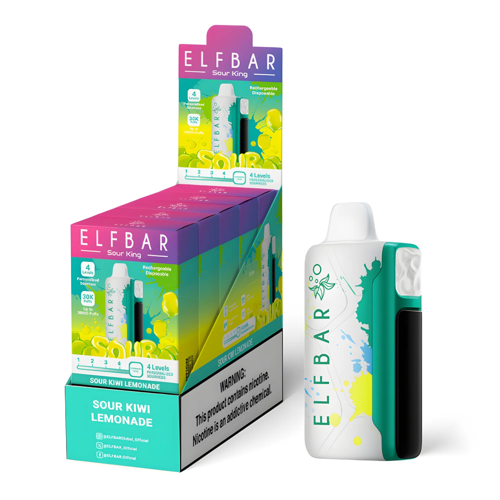 ELF BAR Sour King 40000 Sour Kiwi Lemonade 5% – külső doboz