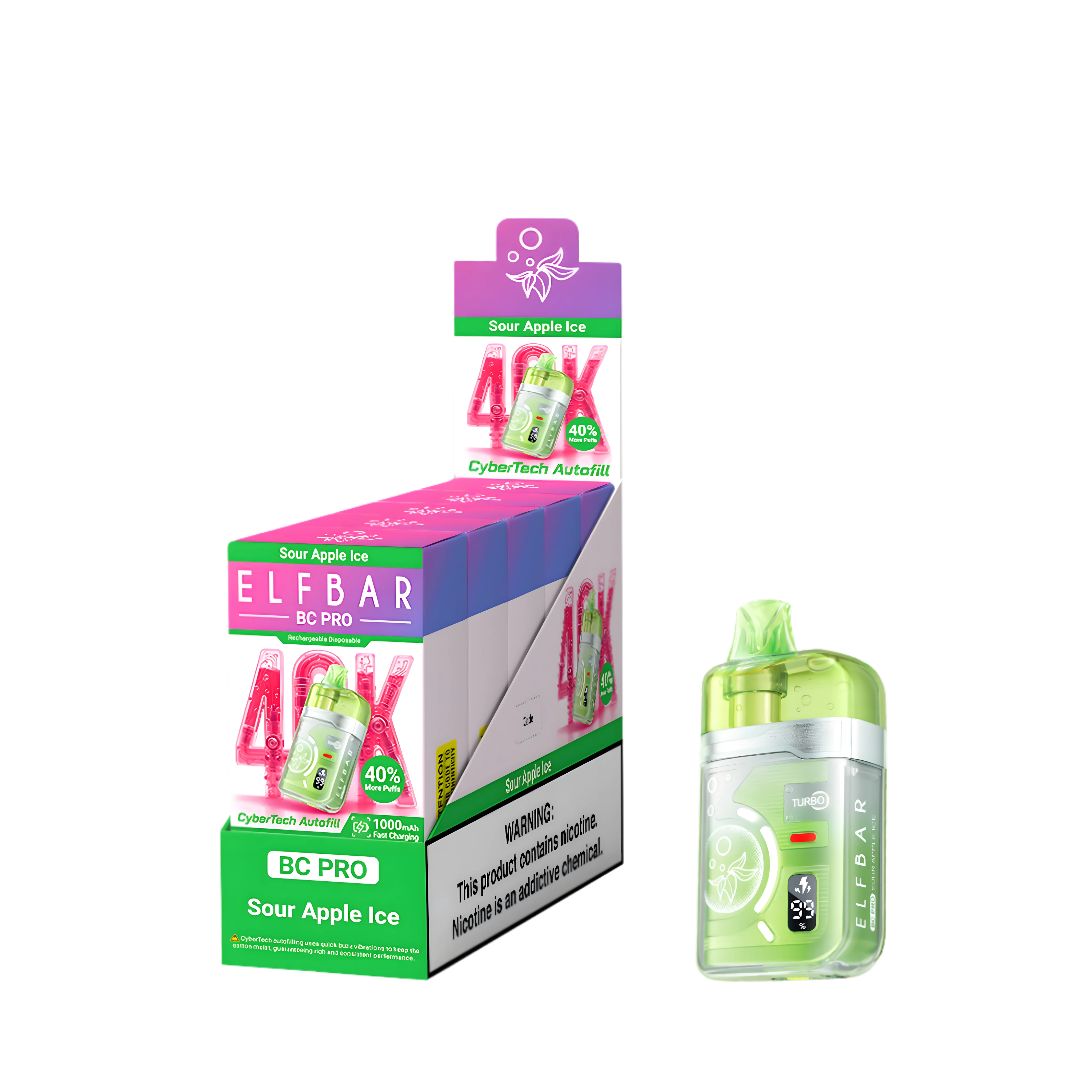 Elf Bar BC40000 Pro Sour Apple Ice 5% – külső doboz