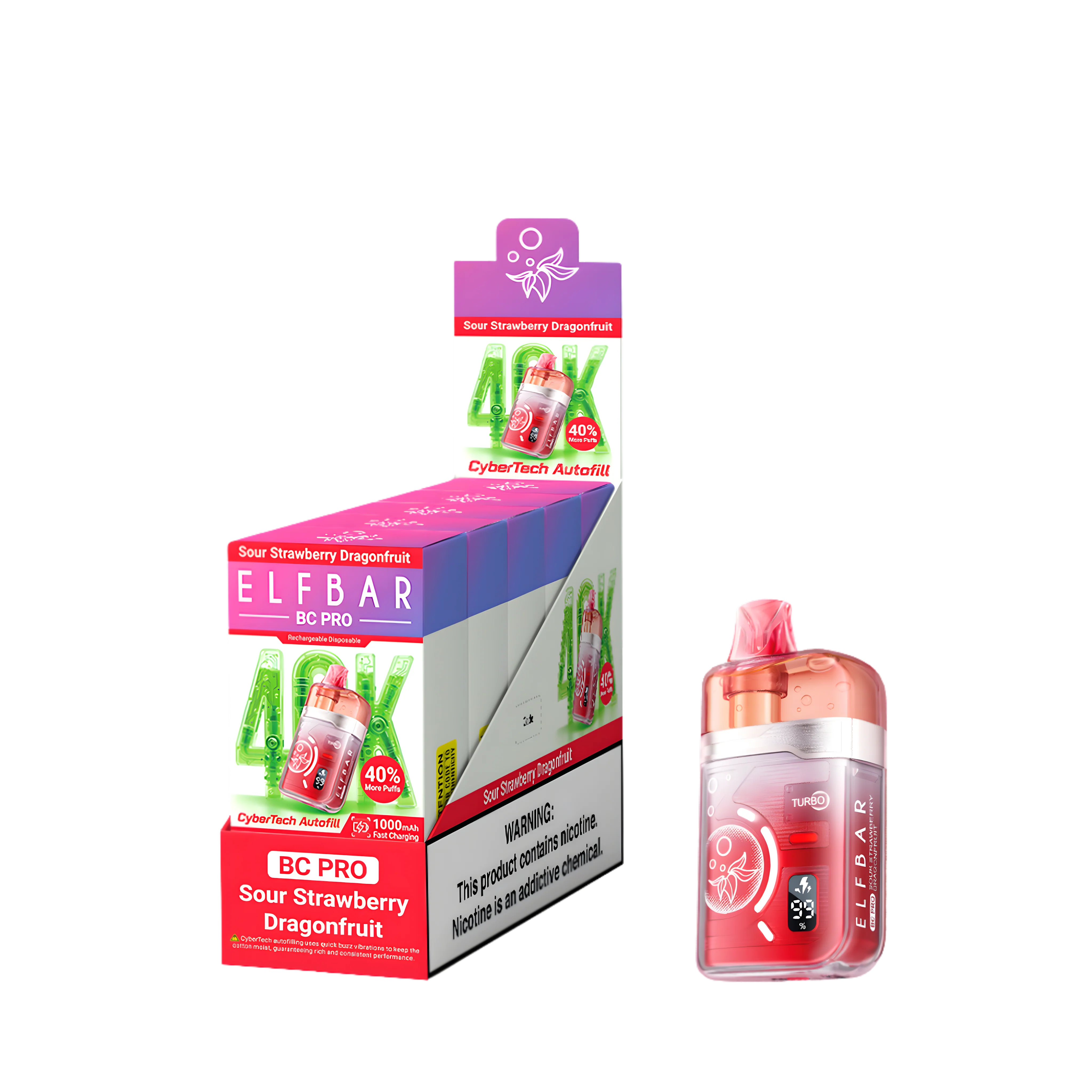 Elf Bar BC40000 Pro Sour Strawberry Dragonfruit 5% – külső doboz