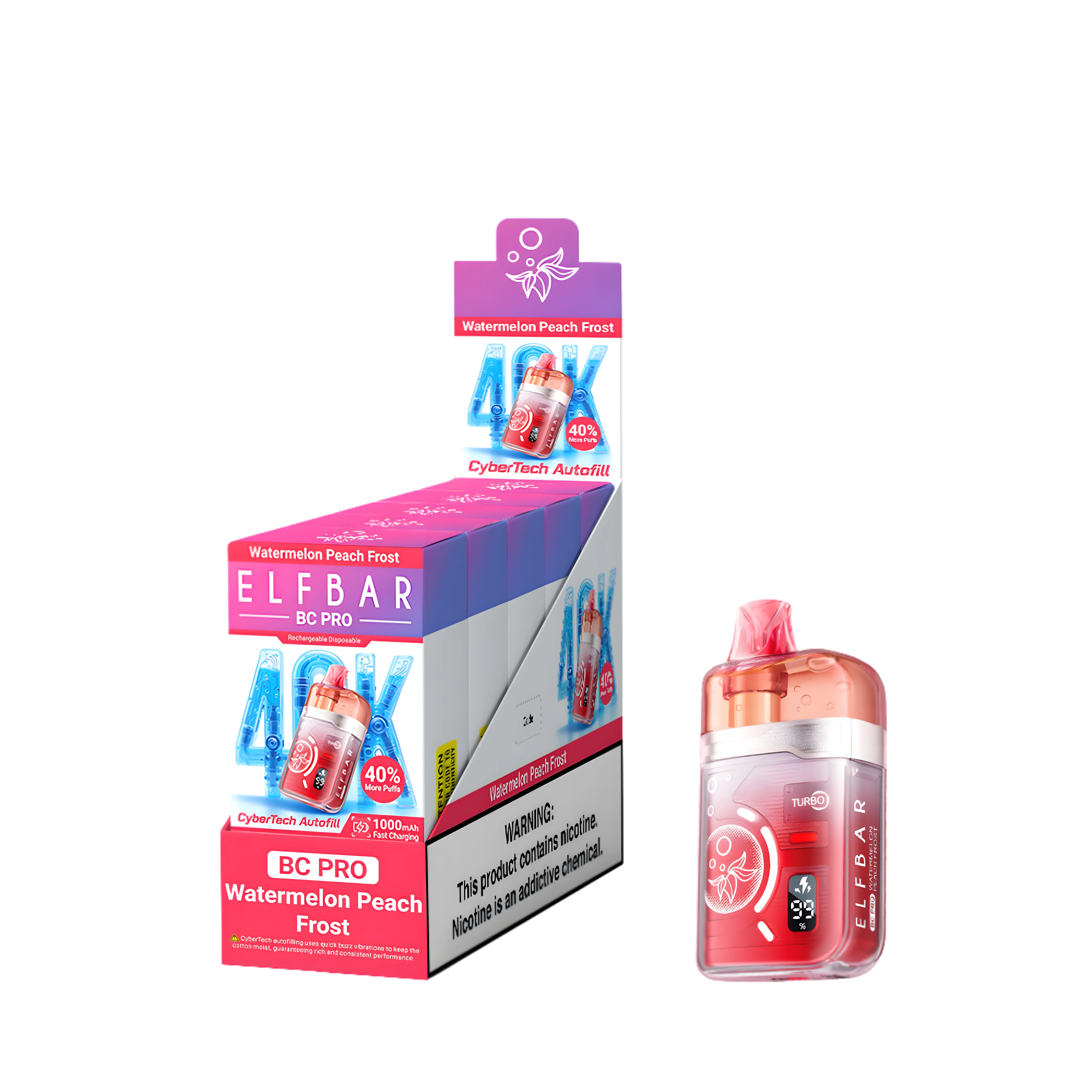 Elf Bar BC40000 Pro Watermelon Peach Frost 5% – külső doboz