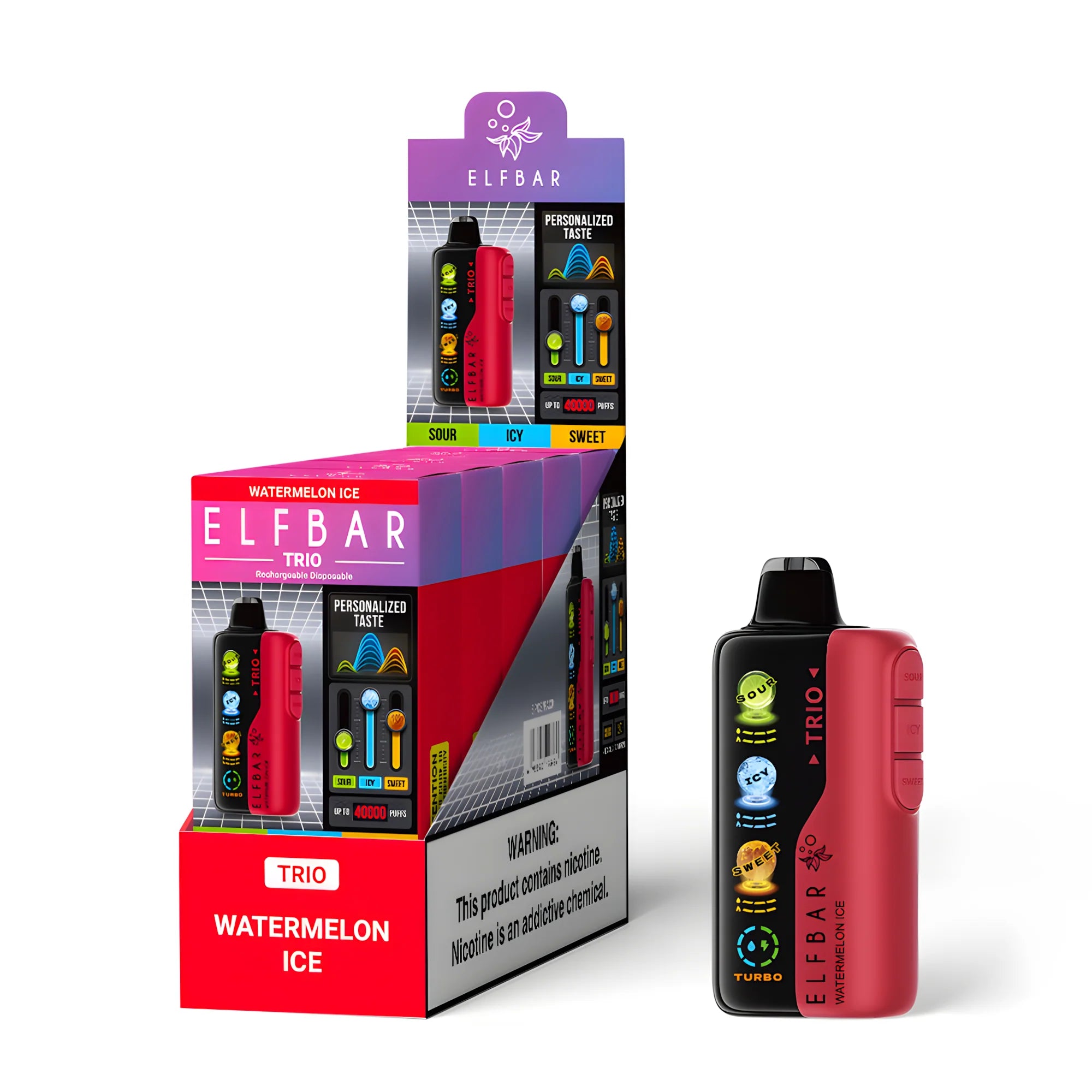 ELF BAR Trio 40000 Watermelon Ice 5% nikotin – 10 darabos csomagolású doboz