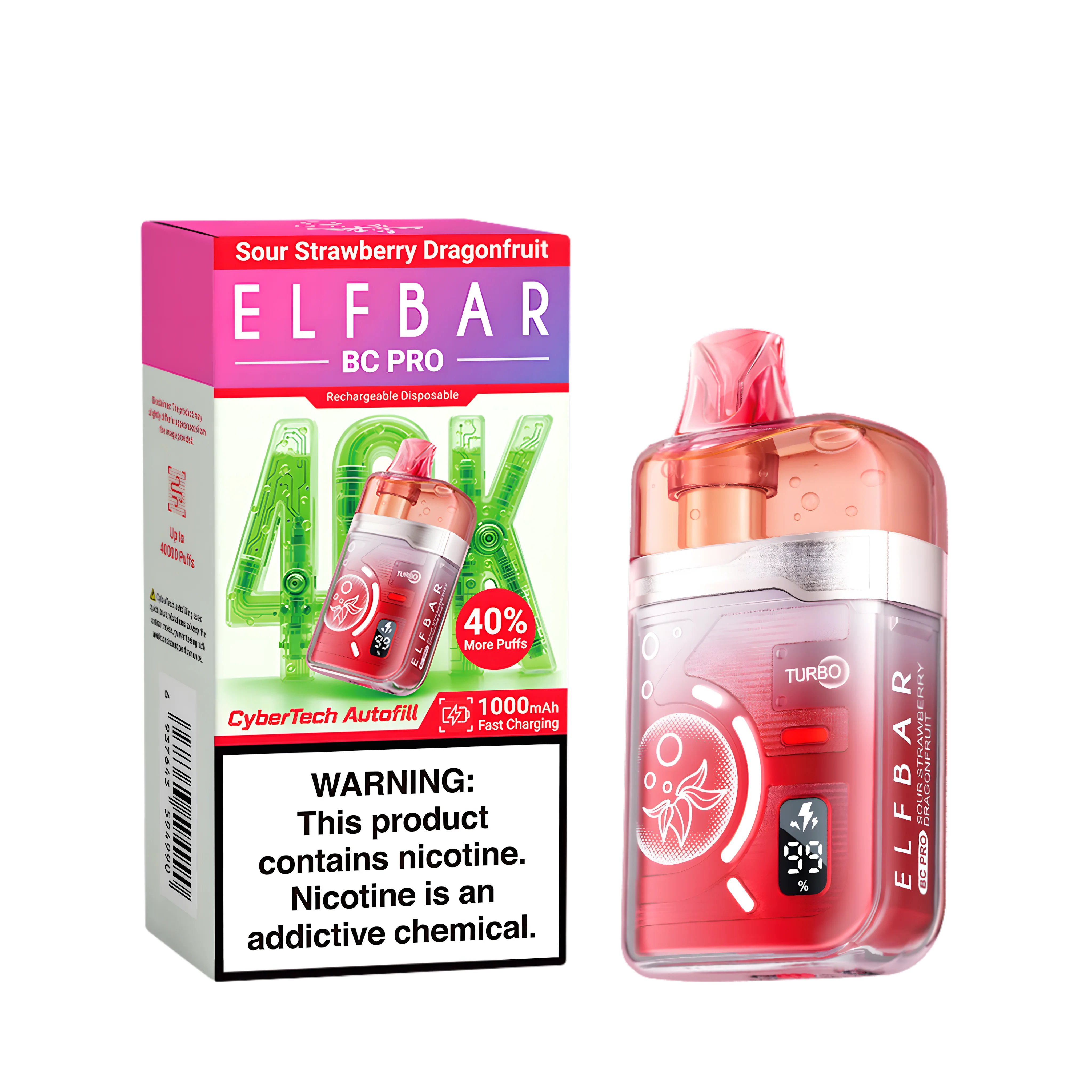 Elf Bar BC40000 Pro Sour Strawberry Dragonfruit 5% – termékkép